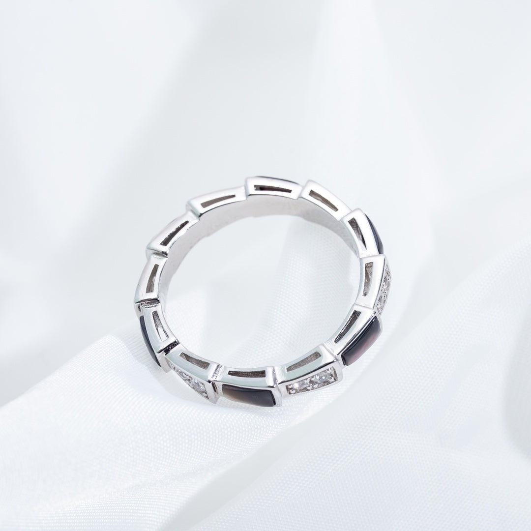 [Auream]SERPENTI RING SILVER  DIAMOND BLACK MOP 3MM