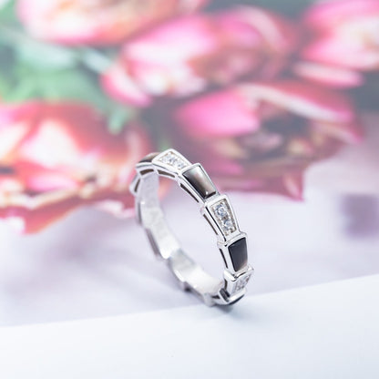 [Auream]SERPENTI RING SILVER  DIAMOND BLACK MOP 3MM