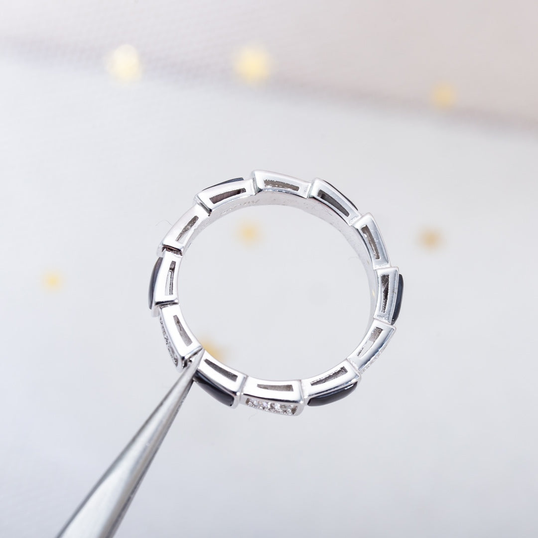 [Auream]SERPENTI RING SILVER  DIAMOND BLACK MOP 3MM