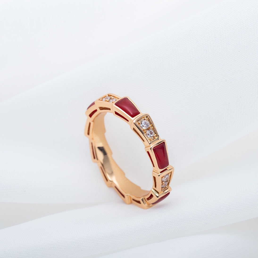 [Auream]SERPENTI RING PINK GOLD CARNELIAN DIAMOND 3MM
