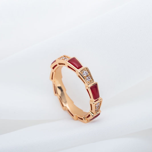 [Auream]SERPENTI RING PINK GOLD CARNELIAN DIAMOND 3MM
