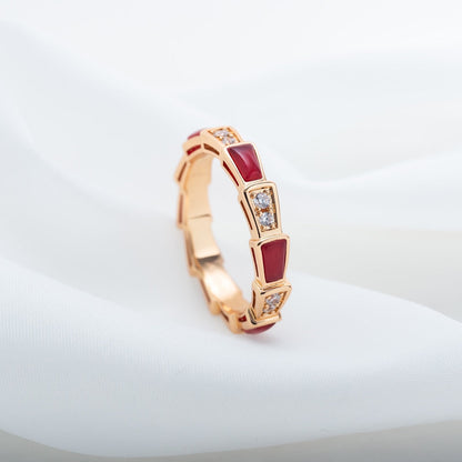 [Auream]SERPENTI RING PINK GOLD CARNELIAN DIAMOND 3MM