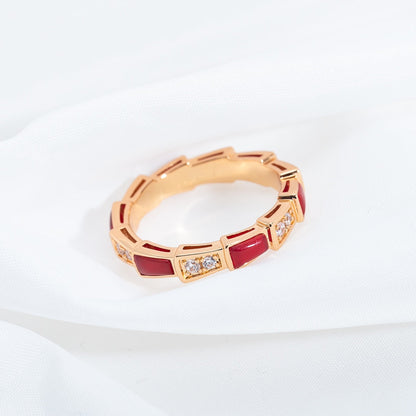 [Auream]SERPENTI RING PINK GOLD CARNELIAN DIAMOND 3MM
