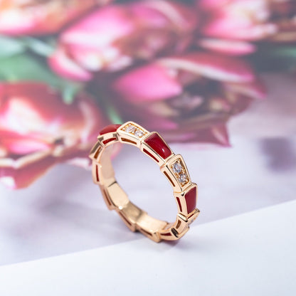 [Auream]SERPENTI RING PINK GOLD CARNELIAN DIAMOND 3MM