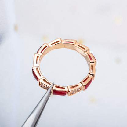 [Auream]SERPENTI RING PINK GOLD CARNELIAN DIAMOND 3MM