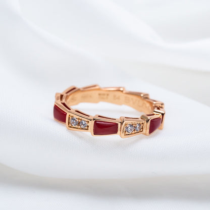 [Auream]SERPENTI RING PINK GOLD CARNELIAN DIAMOND 3MM