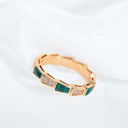 [Auream]SERPENTI RING PINK GOLD MALACHITE DIAMOND 3MM