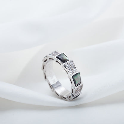 [Auream]SERPENTI RING SILVER DIAMOND BLACK MOP 4MM