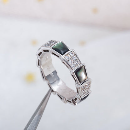 [Auream]SERPENTI RING SILVER DIAMOND BLACK MOP 4MM