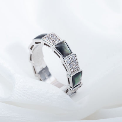 [Auream]SERPENTI RING SILVER DIAMOND BLACK MOP 4MM
