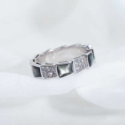 [Auream]SERPENTI RING SILVER DIAMOND BLACK MOP 4MM