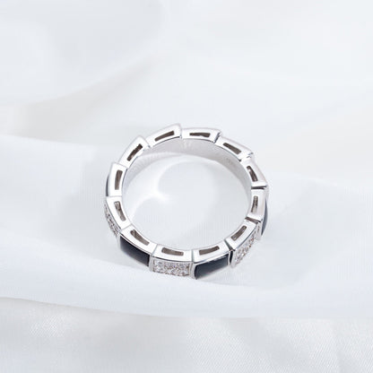 [Auream]SERPENTI RING SILVER DIAMOND BLACK MOP 4MM