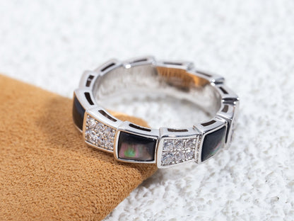 [Auream]SERPENTI RING SILVER DIAMOND BLACK MOP 4MM