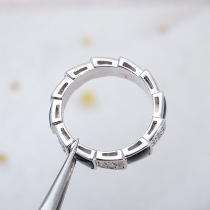 [Auream]SERPENTI RING SILVER DIAMOND BLACK MOP 4MM