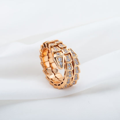 [Auream]SERPENTI RING PINK GOLD DIAMOND DOUBLE ROW