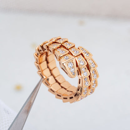 [Auream]SERPENTI RING PINK GOLD DIAMOND DOUBLE ROW
