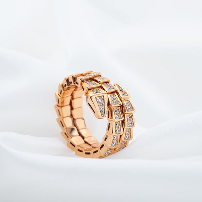 [Auream]SERPENTI RING PINK GOLD DIAMOND DOUBLE ROW