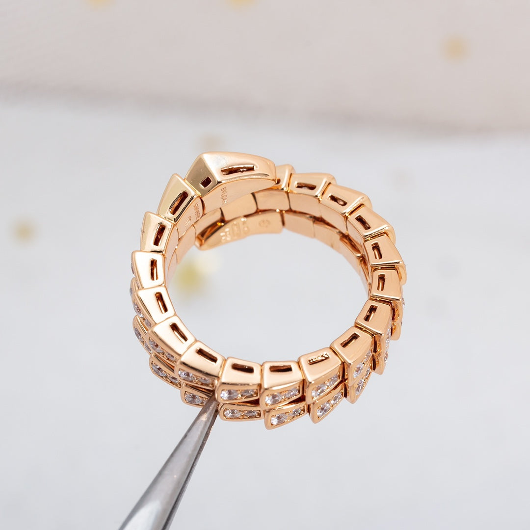 [Auream]SERPENTI RING PINK GOLD DIAMOND DOUBLE ROW