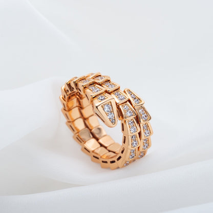 [Auream]SERPENTI RING PINK GOLD DIAMOND DOUBLE ROW