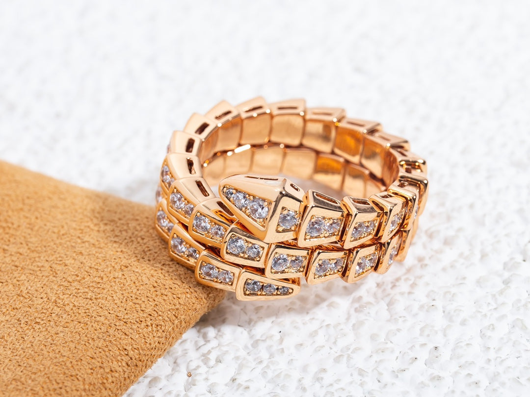 [Auream]SERPENTI RING PINK GOLD DIAMOND DOUBLE ROW