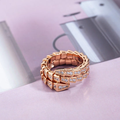 [Auream]SERPENTI RING PINK GOLD DIAMOND DOUBLE ROW