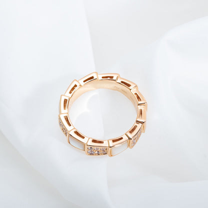 [Auream]SERPENTI RING PINK GOLD MOP DIAMOND PAVED 4MM