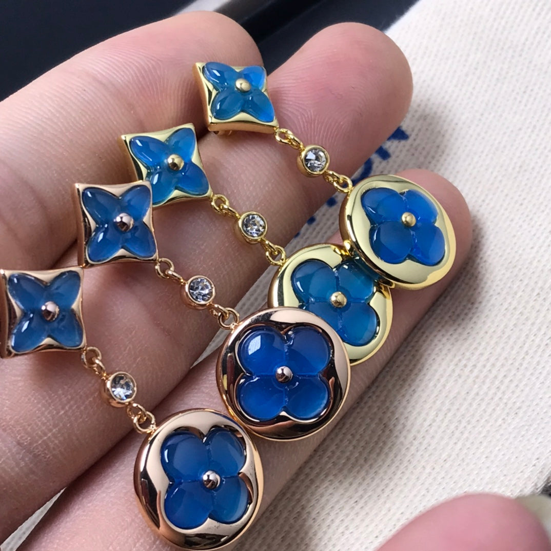 [Auream]STAR AND SUN AGATE DIAMOND EARRINGS