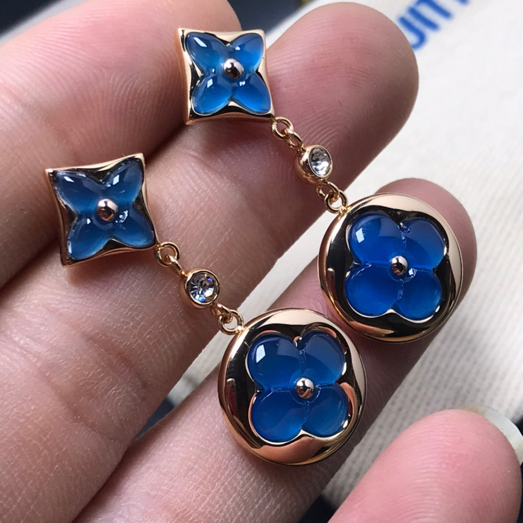 [Auream]STAR AND SUN AGATE DIAMOND EARRINGS