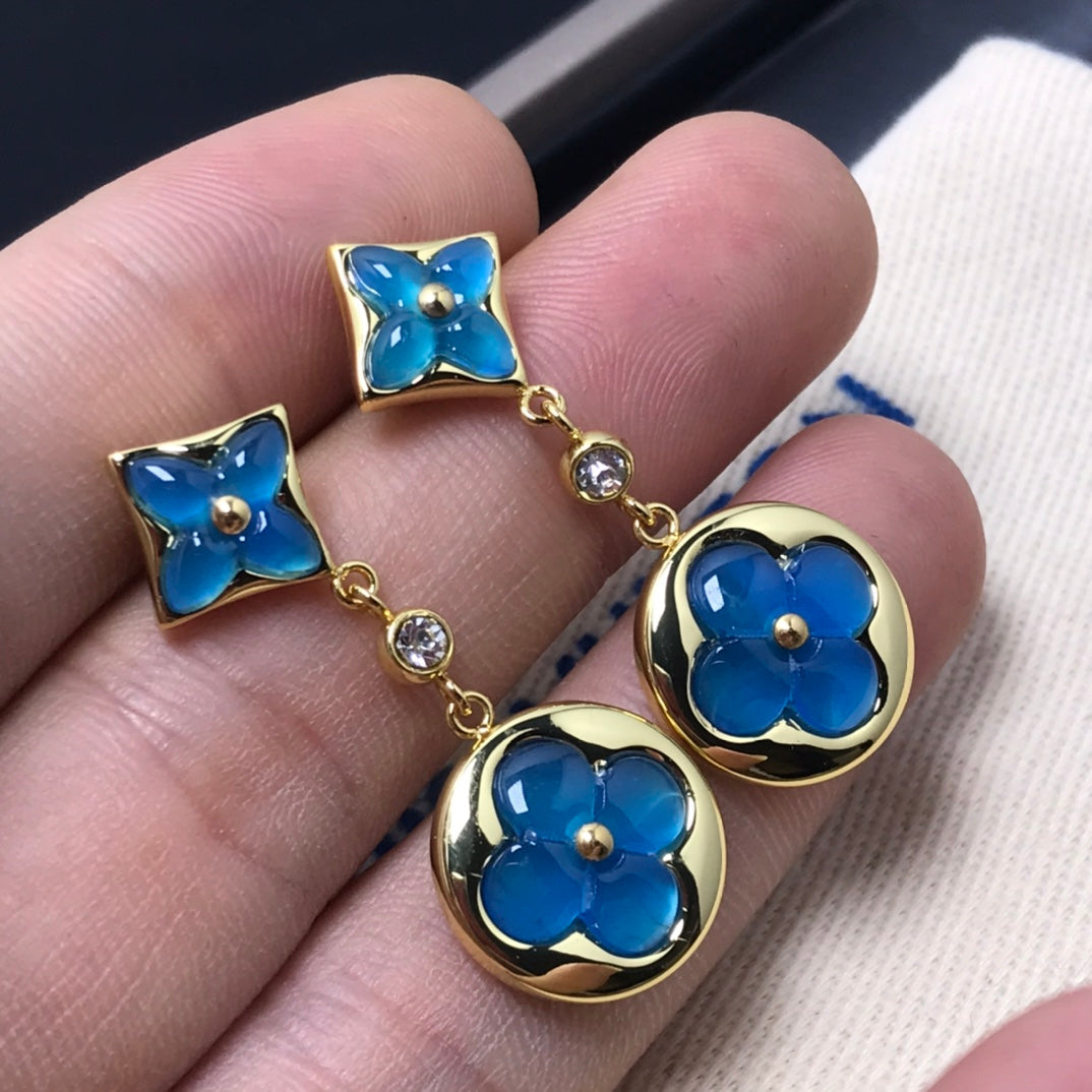 [Auream]STAR AND SUN AGATE DIAMOND EARRINGS