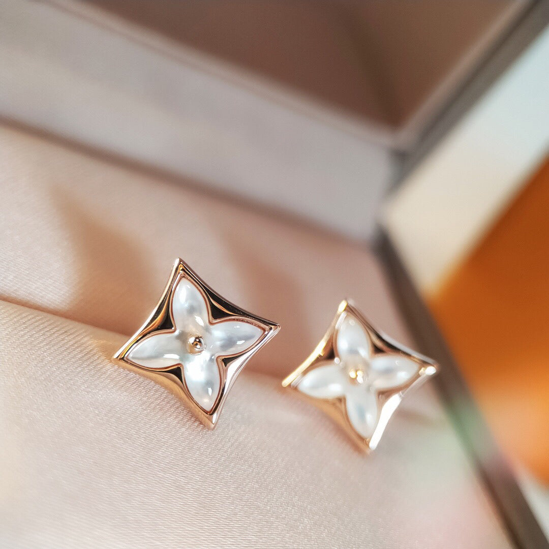 [Auream]STAR MOP PINK GOLD EARRINGS