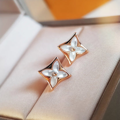 [Auream]STAR MOP PINK GOLD EARRINGS