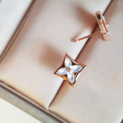 [Auream]STAR MOP PINK GOLD EARRINGS
