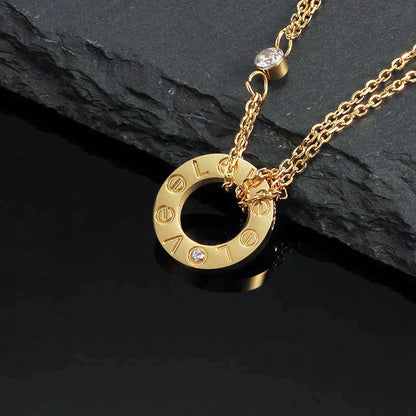 [Auream]LOVE NECKLACE 16MM 2 DIAMONDS