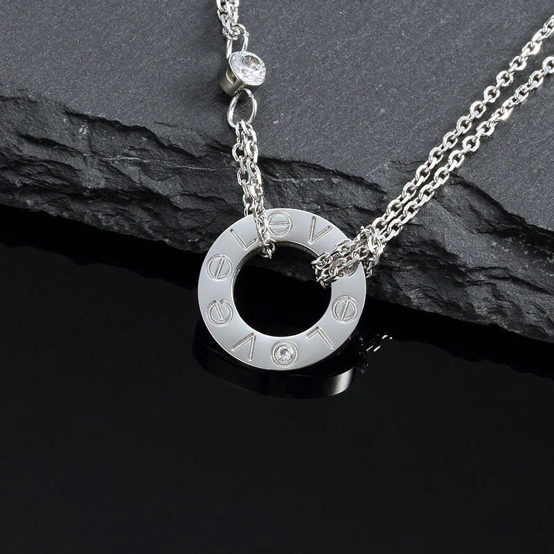 [Auream]LOVE NECKLACE 16MM 2 DIAMONDS