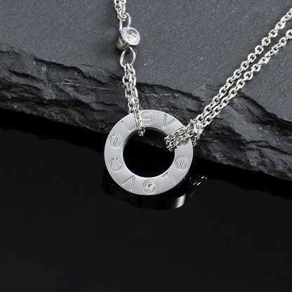 [Auream]LOVE NECKLACE 16MM 2 DIAMONDS