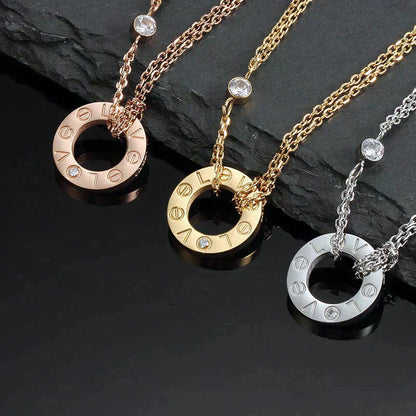 [Auream]LOVE NECKLACE 16MM 2 DIAMONDS