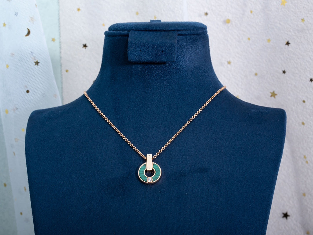 [Auream]GARI NECKLACE PINK GOLD MALACHITE