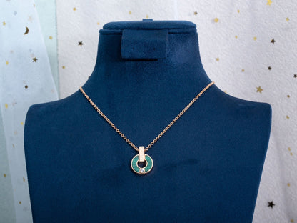 [Auream]GARI NECKLACE PINK GOLD MALACHITE