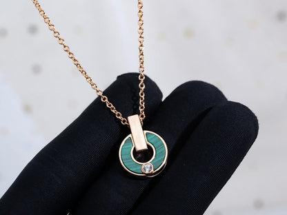 [Auream]GARI NECKLACE PINK GOLD MALACHITE