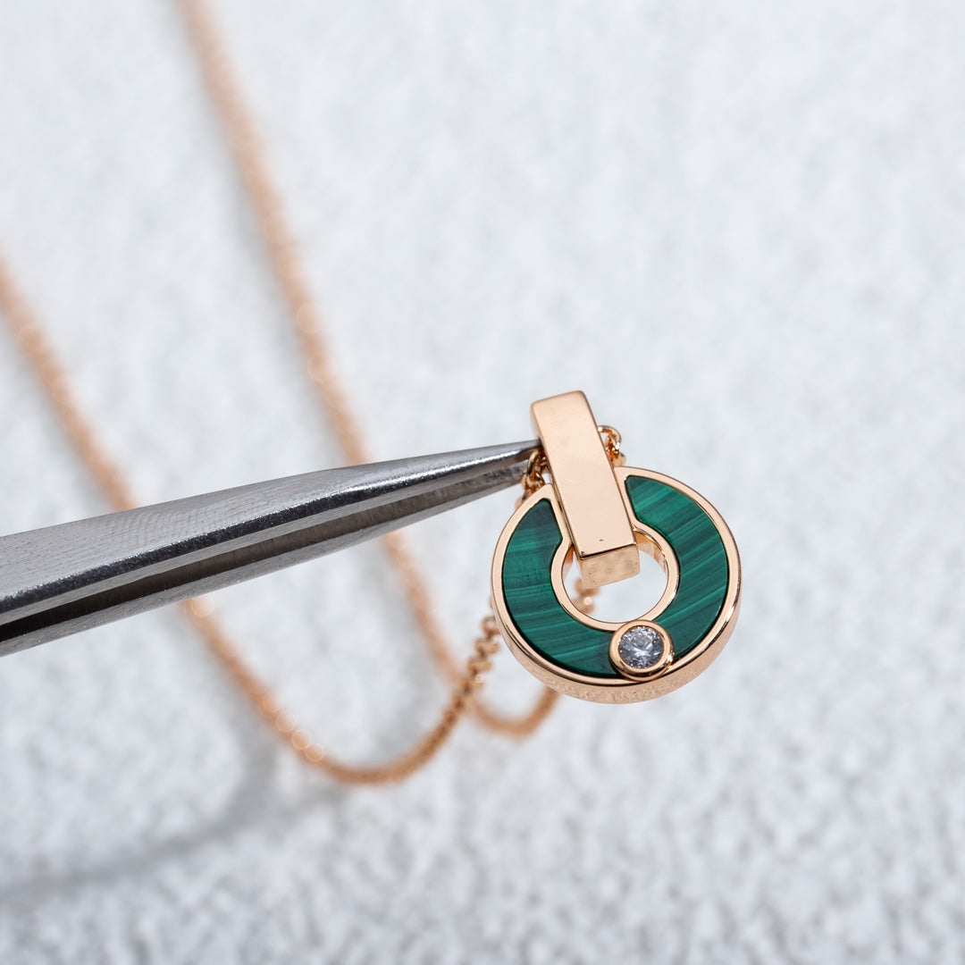 [Auream]GARI NECKLACE PINK GOLD MALACHITE