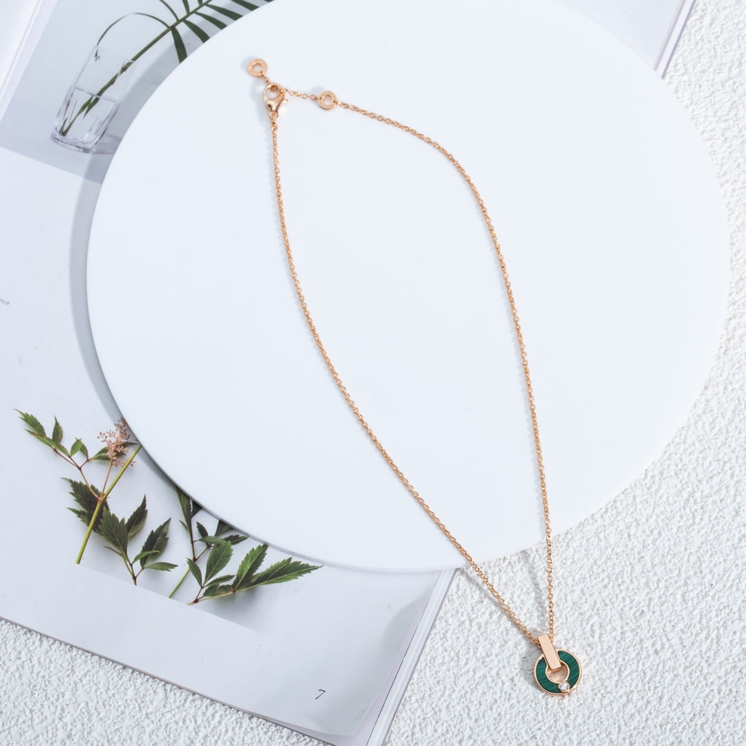 [Auream]GARI NECKLACE PINK GOLD MALACHITE