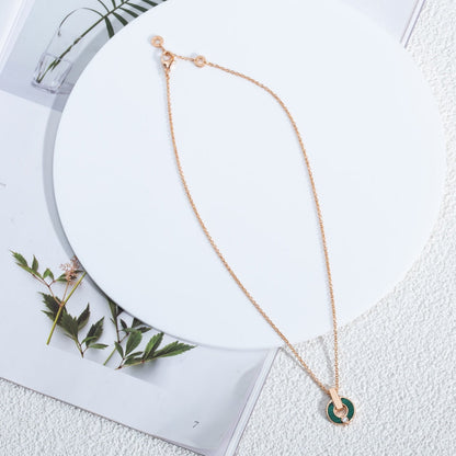 [Auream]GARI NECKLACE PINK GOLD MALACHITE