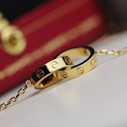 [Auream]LOVE NECKLACE DOUBLE RING GOLD
