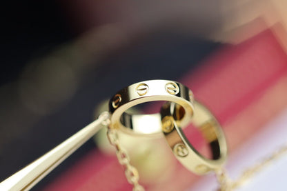 [Auream]LOVE NECKLACE DOUBLE RING GOLD