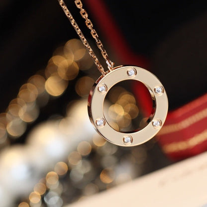 [Auream]LOVE NECKLACE 16MM 6 DIAMONDS PINK GOLD