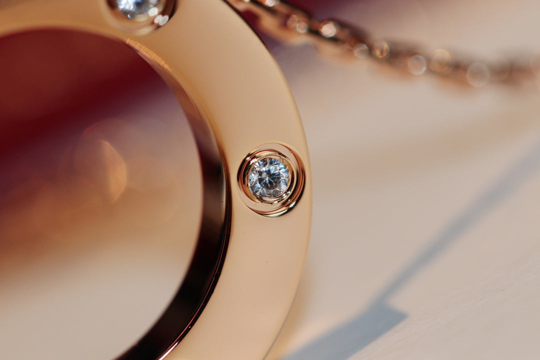 [Auream]LOVE NECKLACE 16MM 6 DIAMONDS PINK GOLD