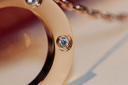 [Auream]LOVE NECKLACE 16MM 6 DIAMONDS PINK GOLD