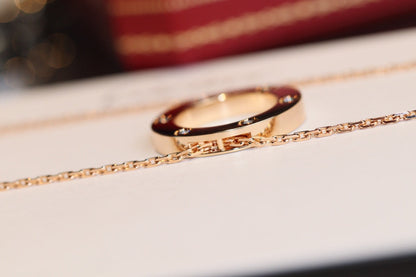 [Auream]LOVE NECKLACE 16MM 6 DIAMONDS PINK GOLD