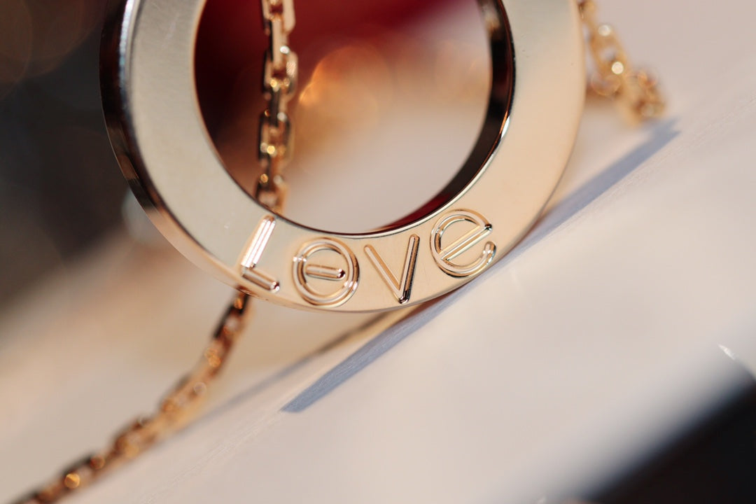[Auream]LOVE NECKLACE 16MM 6 DIAMONDS PINK GOLD