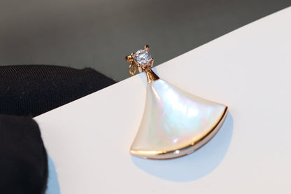 [Auream]DREAM NECKLACE WHITE MOP PINK GOLD 1 DIAMOND